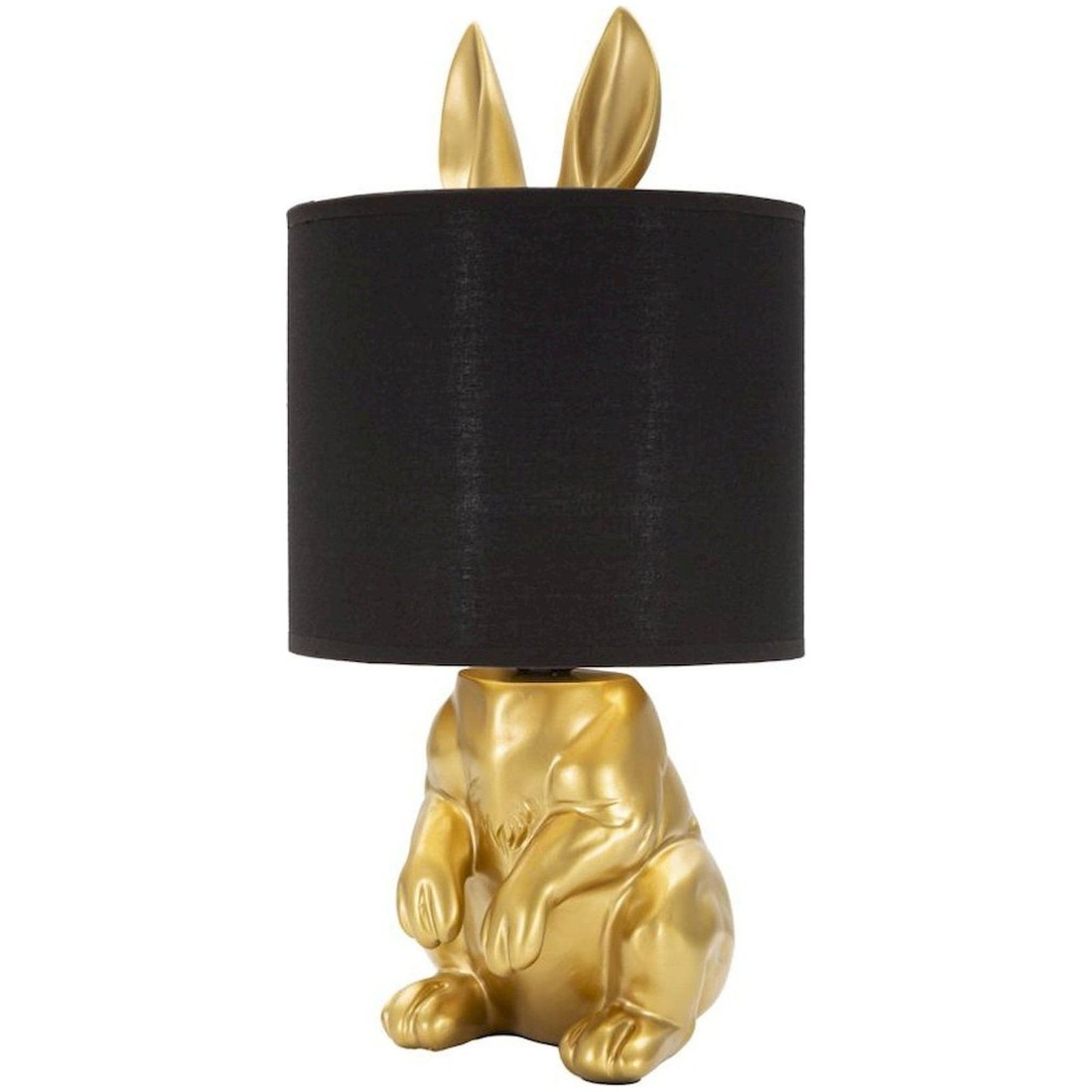 Lampe animal lapin doré et abat-jour noir Recollection