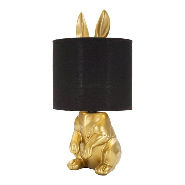 Lampe animal lapin doré et abat-jour noir Recollection