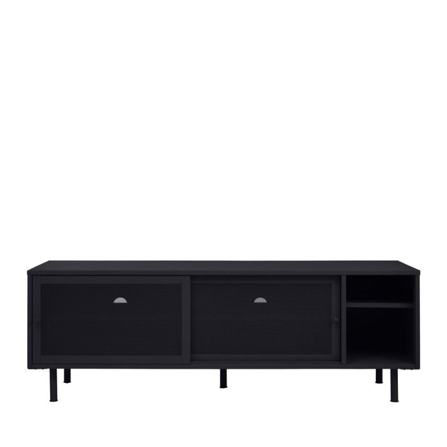 Meuble tv industriel Kiso en métal noir, Drawer