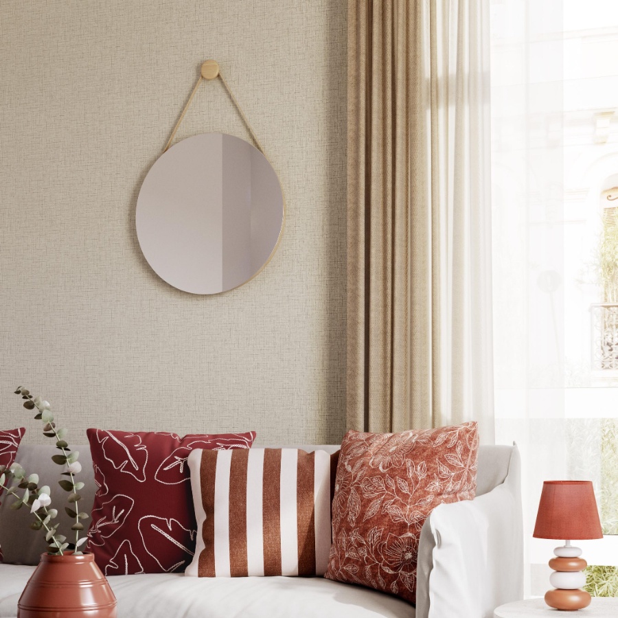 Miroir de barbier rond en bois Nordik Barbier Inspire dans un salon