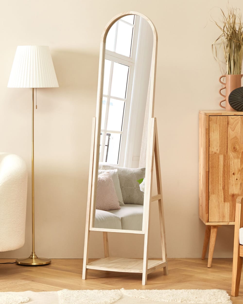 Miroir sur pied avec étagère Chambery