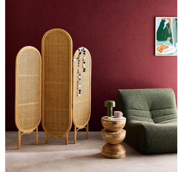 Paravent cannage vintage Conforama en situation