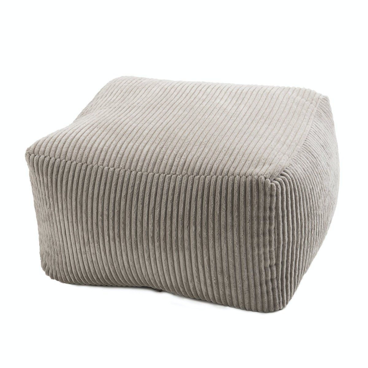 Pouf carré en velours côtelé gris perle TIM - La Redoute