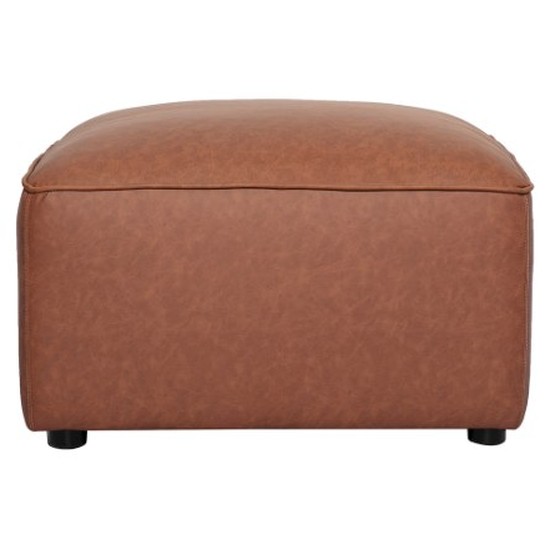 Pouf repose-pieds en cuir marron Fergus