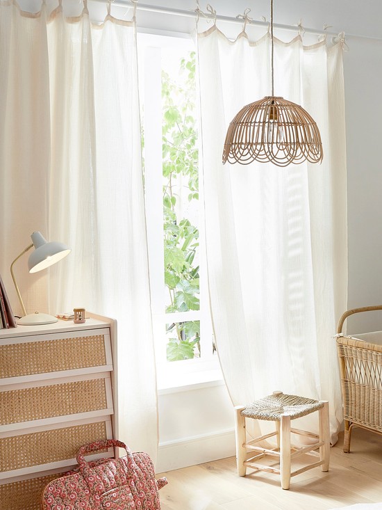 Rideau à nouettes en gaze de coton pour chambre