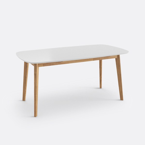 Table à manger scandinave JIMI blanc en chêne massif, La Redoute