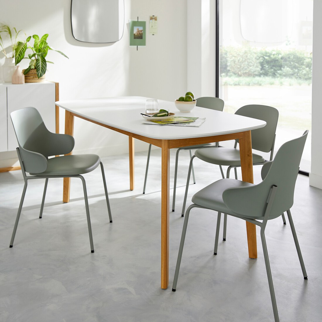 Table à manger scandinave blanche 6 couverts