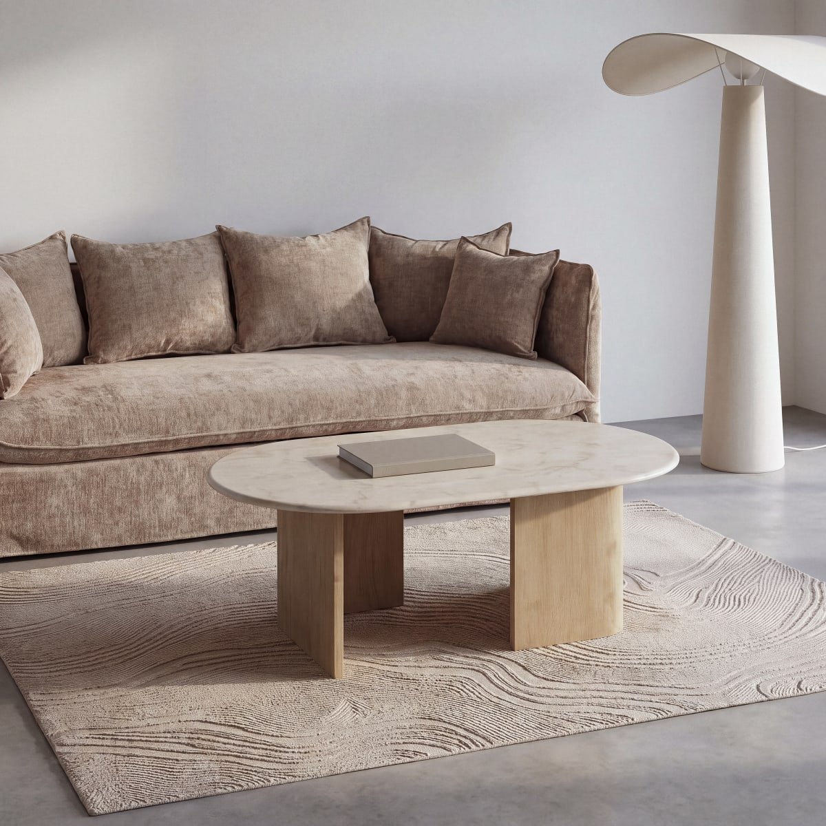 Travertino, la table basse en travertin et bois de Maisons du Monde