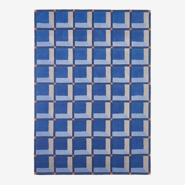 Tapis à motif géométrique bleu en laine Kimsa La Redoute Interieurs