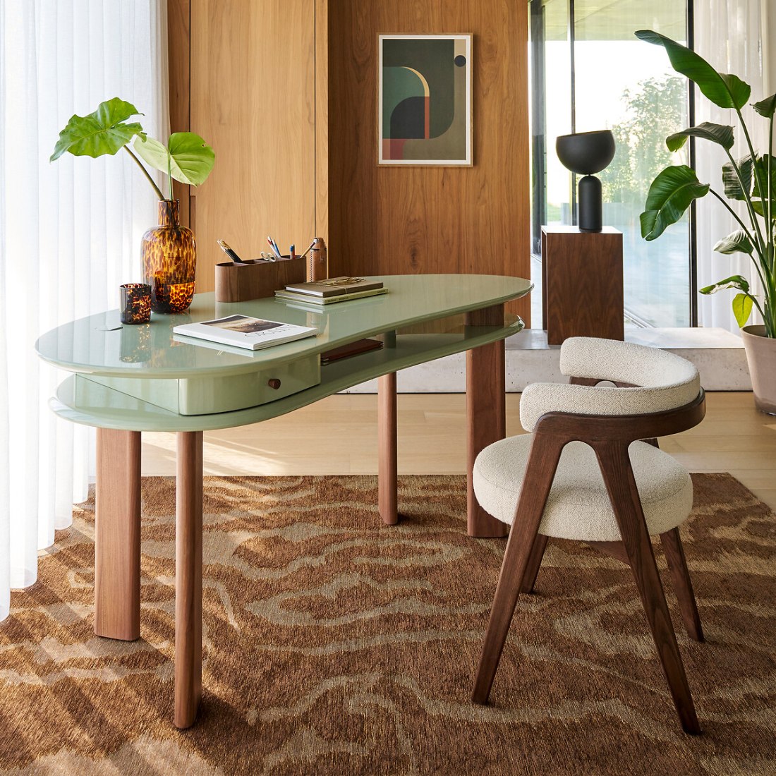 Tapis scandinave tissé plat effet moiré