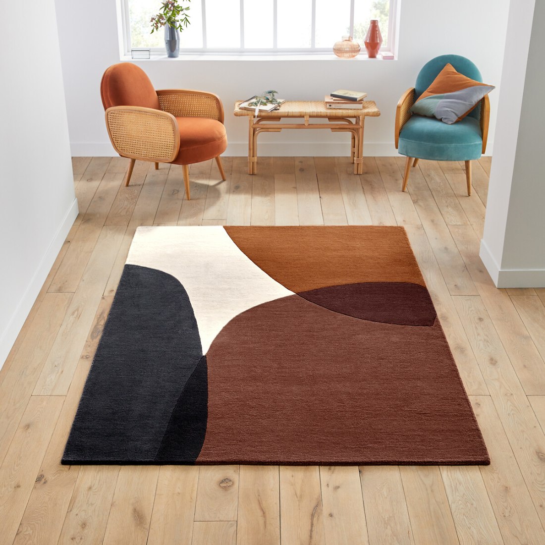Tapis scandinave graphique multicolore