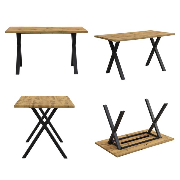 Table plateau chêne et pied métal Vexad