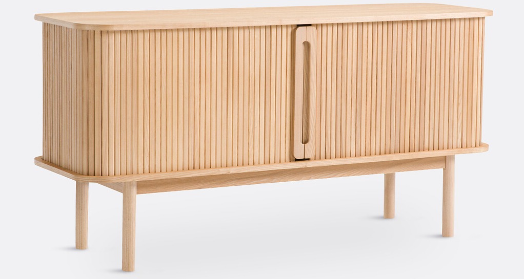 Buffet bas Wapong 2 portes coulissantes cannelées, vue produit entier