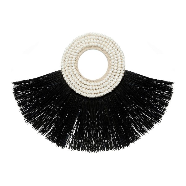Decoration murale ALANG ALANG en herbe noire et coquillages 86 cm La Redoute