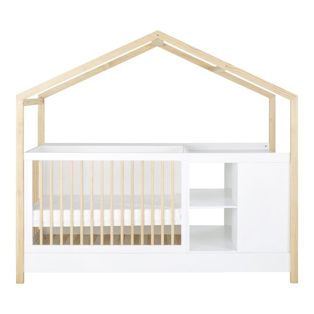lit bébé combiné évolutif bicolore avec structure maison Alesund
