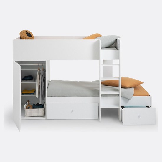 Lit superposé enfant avec rangements intégrés